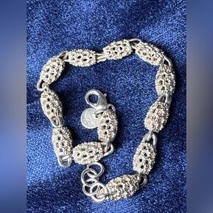 Bracelet Sterling Silver .925 Artisan Filigree Ball Link Die Cut 10.8g 5415 L